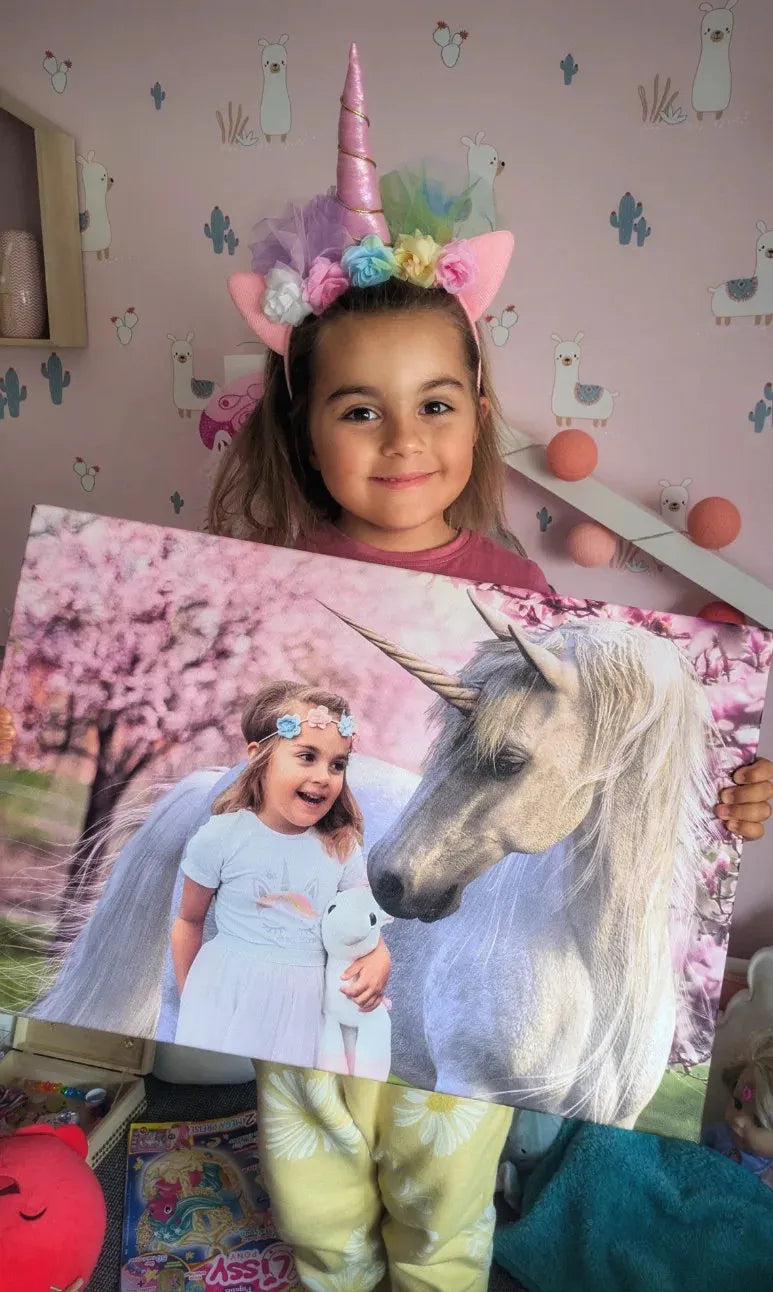 Girl holding Custom unicorn portrait