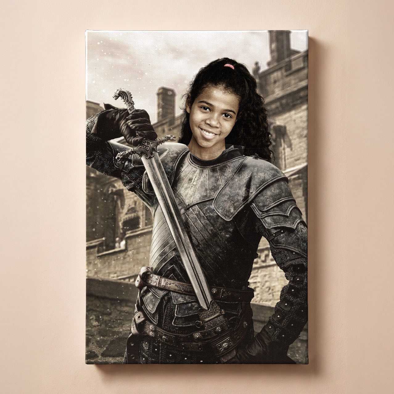 Personalized knight portrait canvas