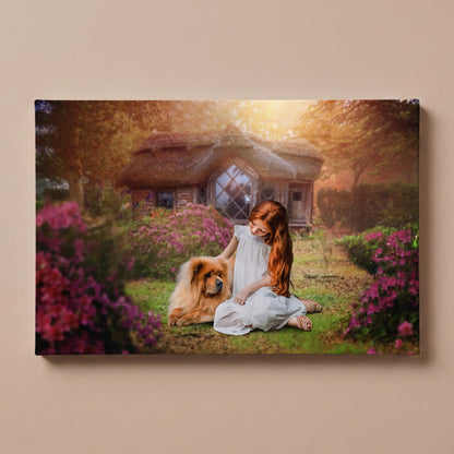 Personalized fairy tale garden portrait canvas