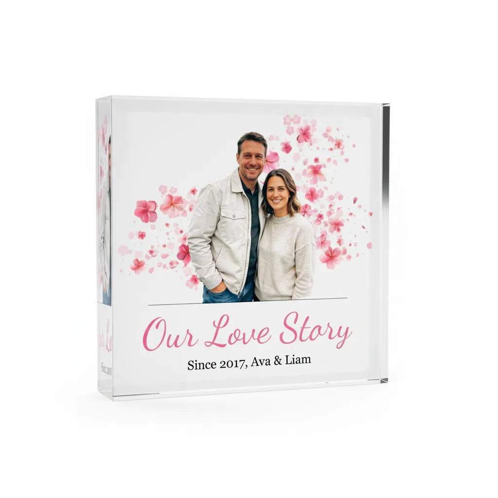 Acrylic Photo Block - Valentine Hearts