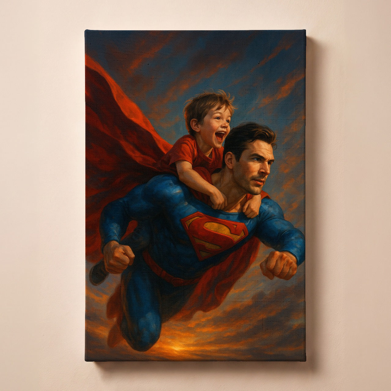Personalized Father & Child Superhero Portrait portrait canvas
