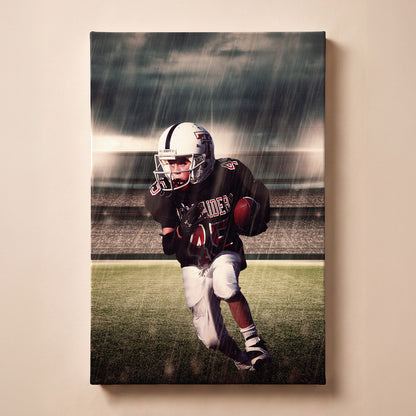 Personalized Football Player portrait canvas