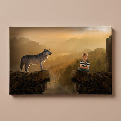 Personalized Mountain Wolf portrait canvas