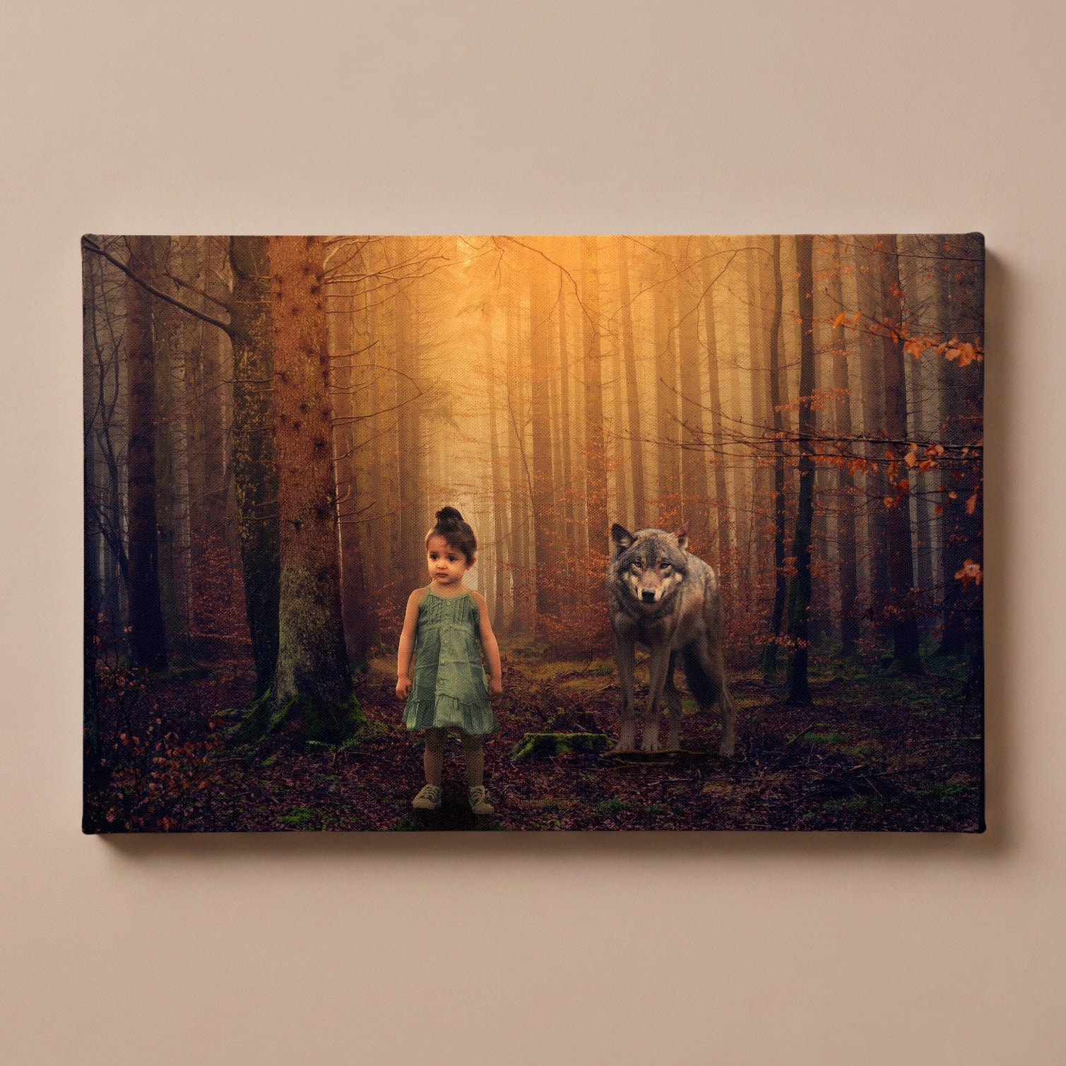 Personalized Wolf in the Forest portrait canvas