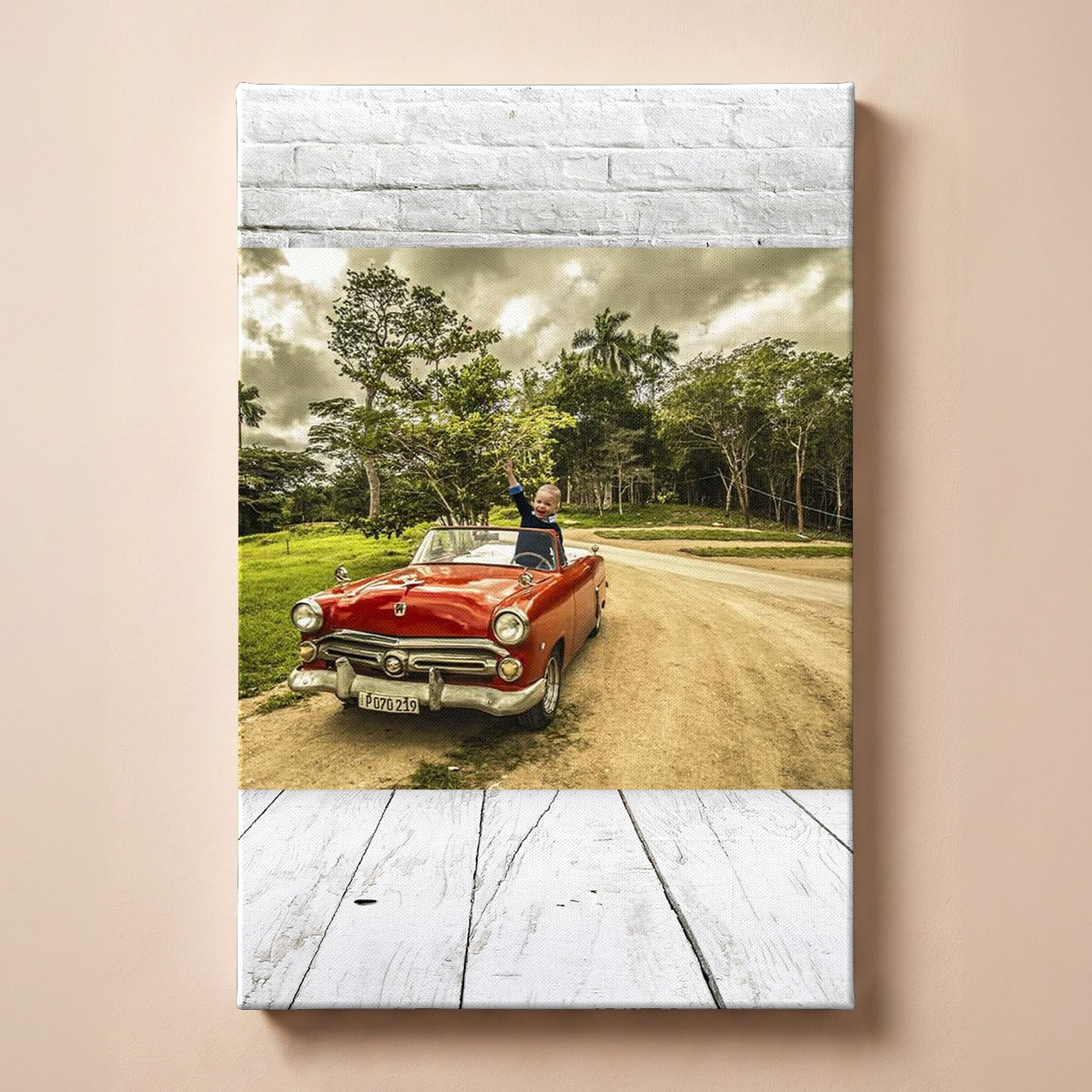 Personalized Oldtimer portrait canvas