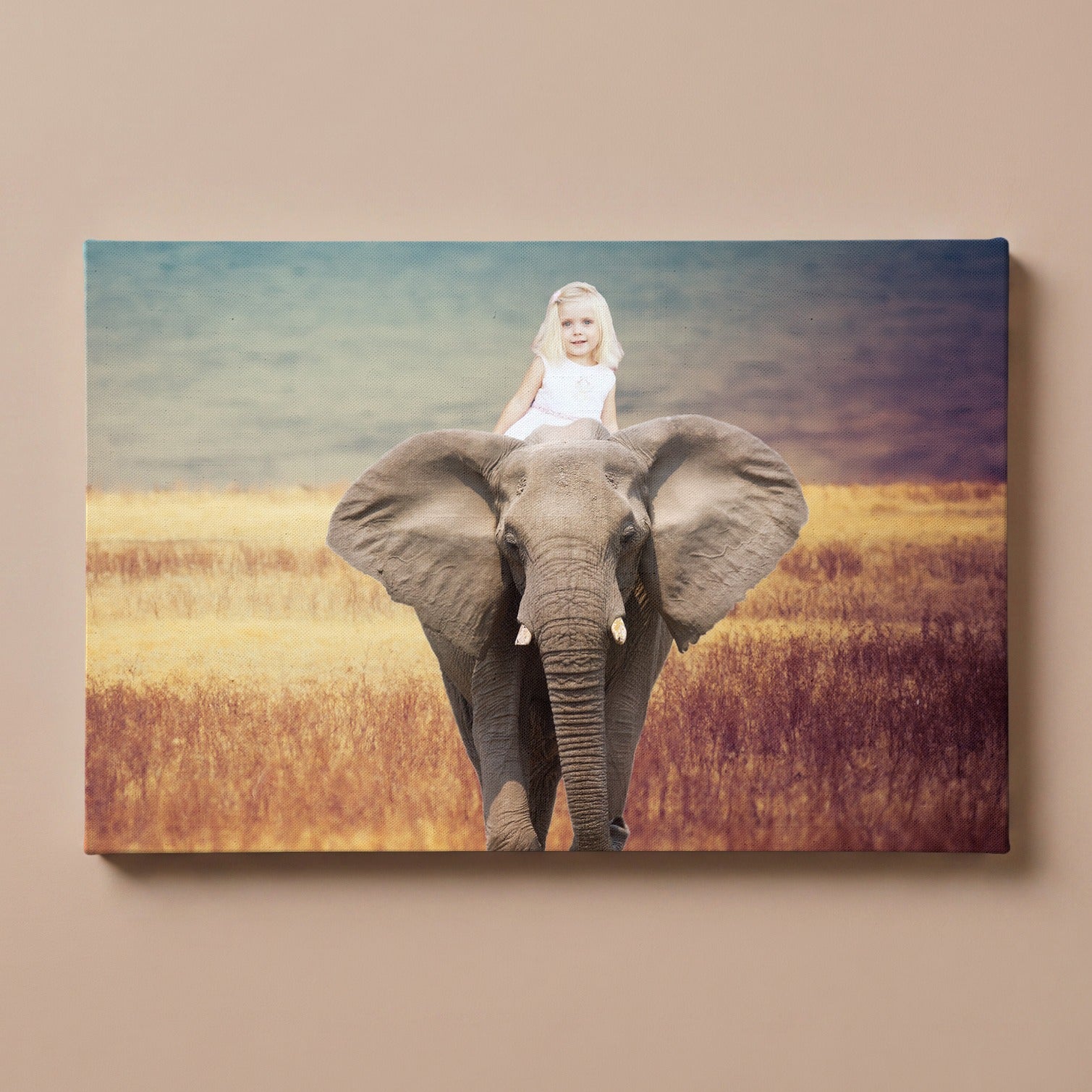 Personalized On the Elephant portrait canvas