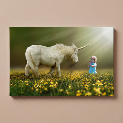 Personalized Baby Unicorn portrait canvas