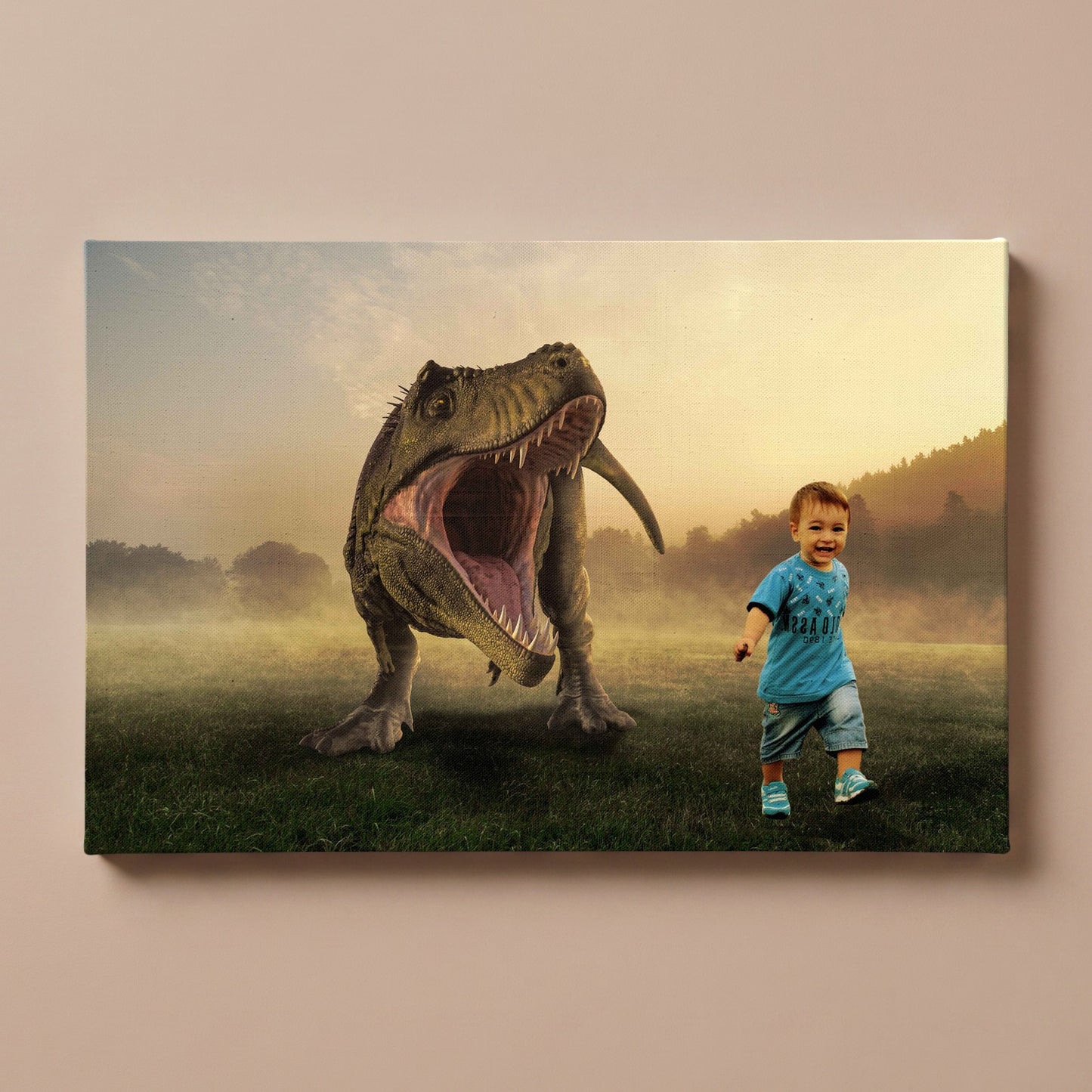 Personalized Scary Dino portrait canvas