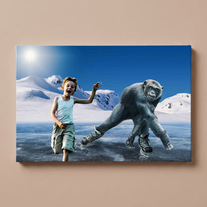Personalized With the Chimpanzees portrait canvas