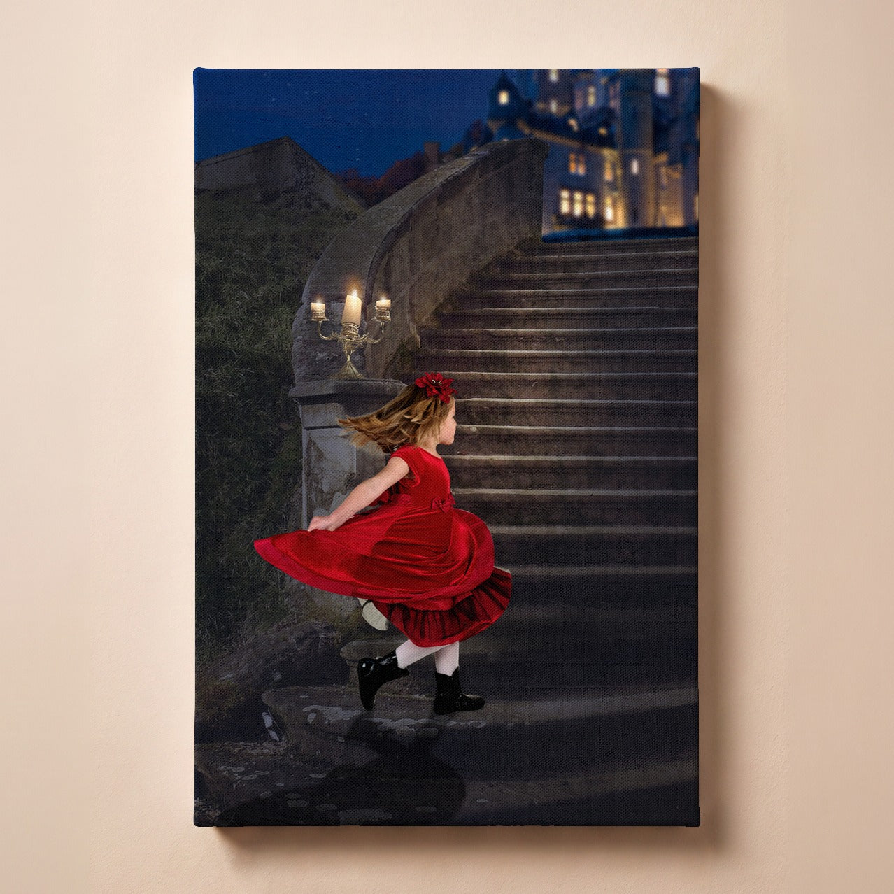 Personalized Belle and the Beast portrait canvas