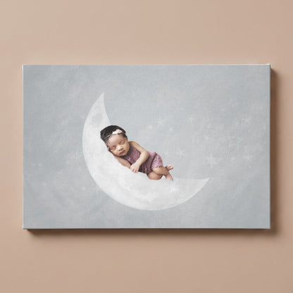 Personalized Grey Moon portrait canvas