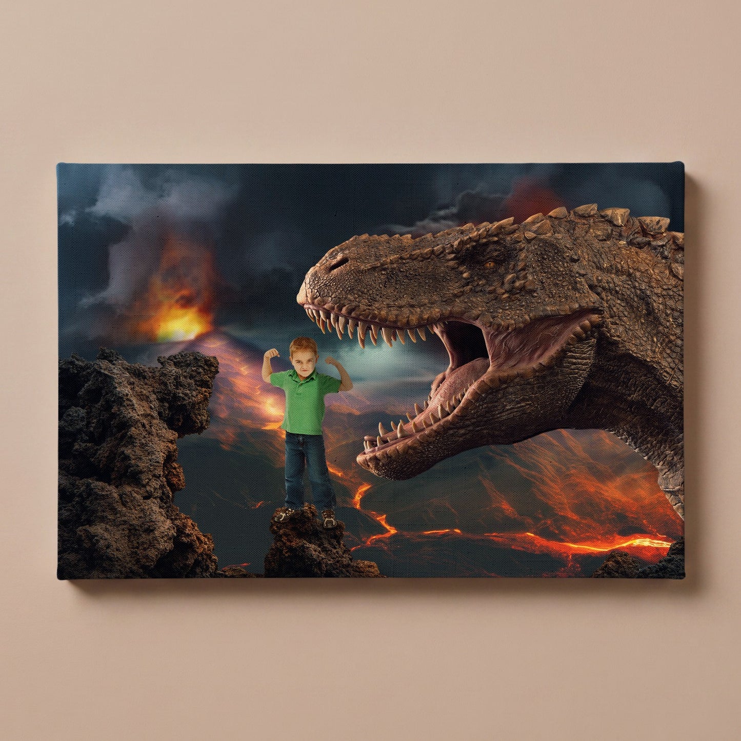 Personalized Hungry Dino portrait canvas