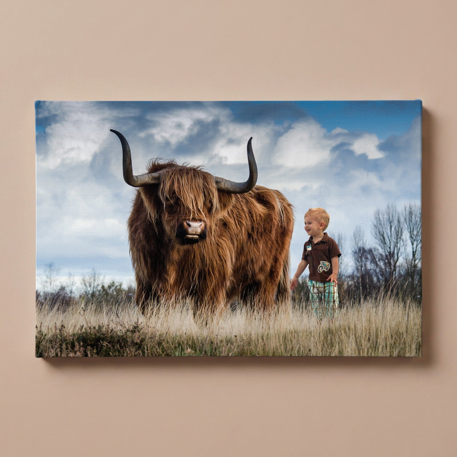 Personalized Scottish Highlander portrait canvas