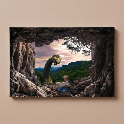 Personalized Dino Cave portrait canvas