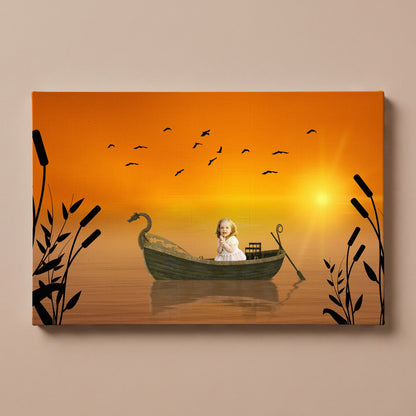 Personalized Fantasy Boat portrait canvas