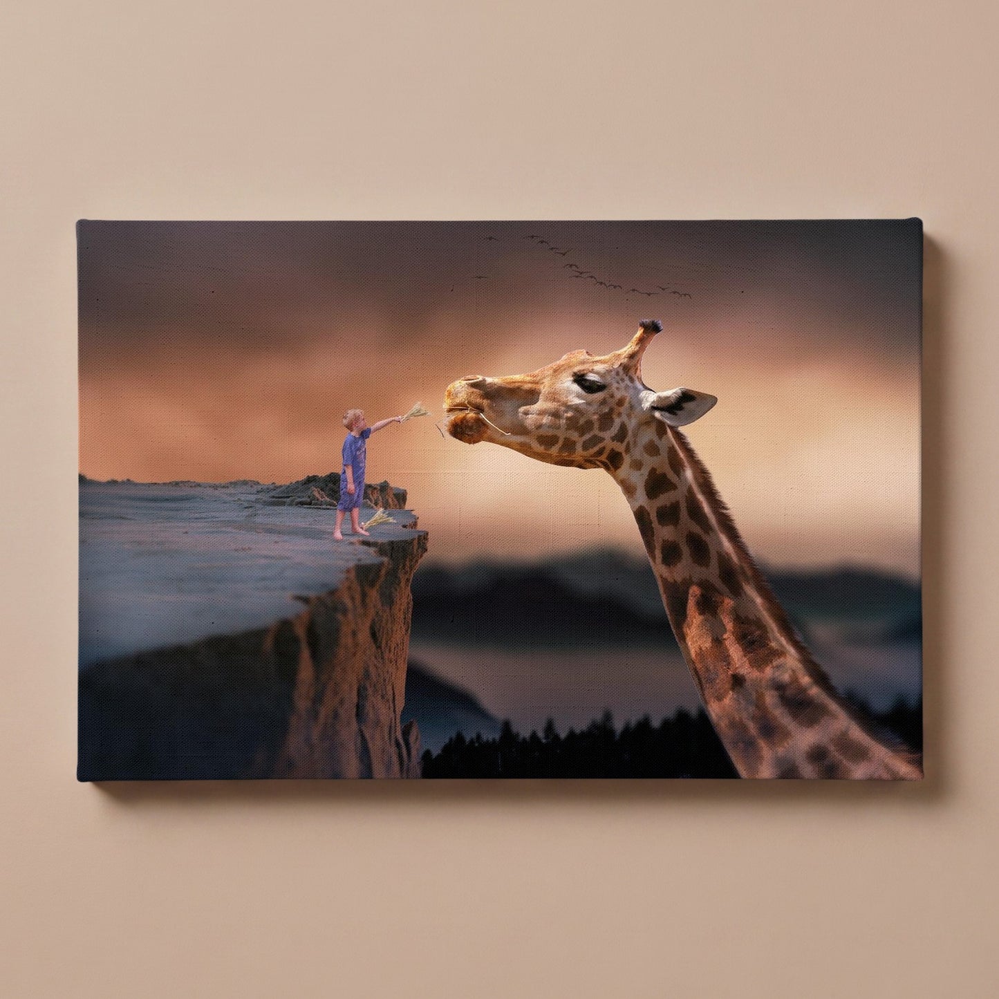 Personalized Eating Giraffe portrait canvas