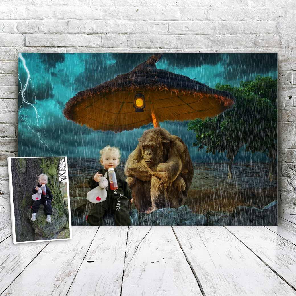 Monkey in the Rain - Custom Portrait - Fabulous Portrait