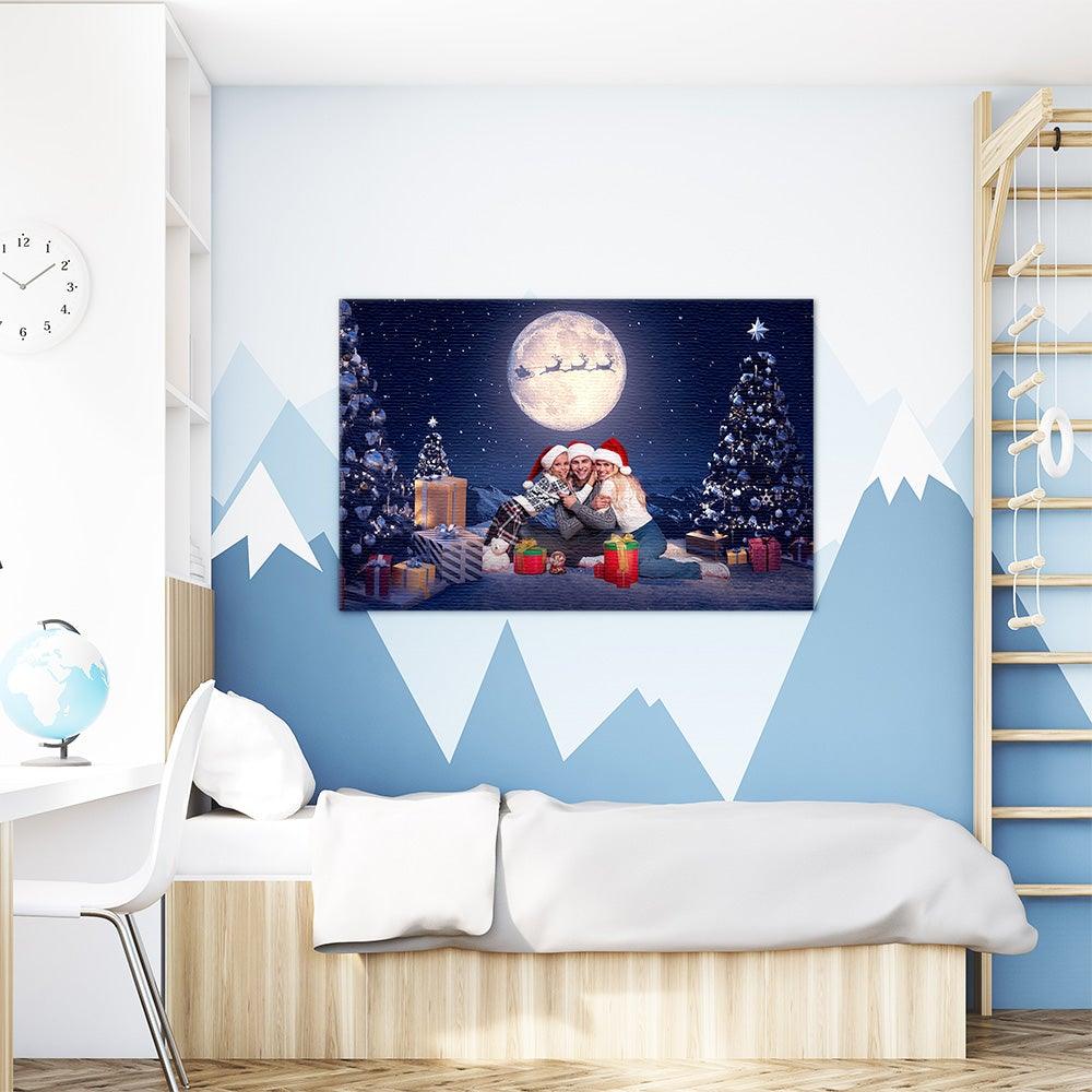 Christmas Portrait Christmas at Night Hanging on Wall