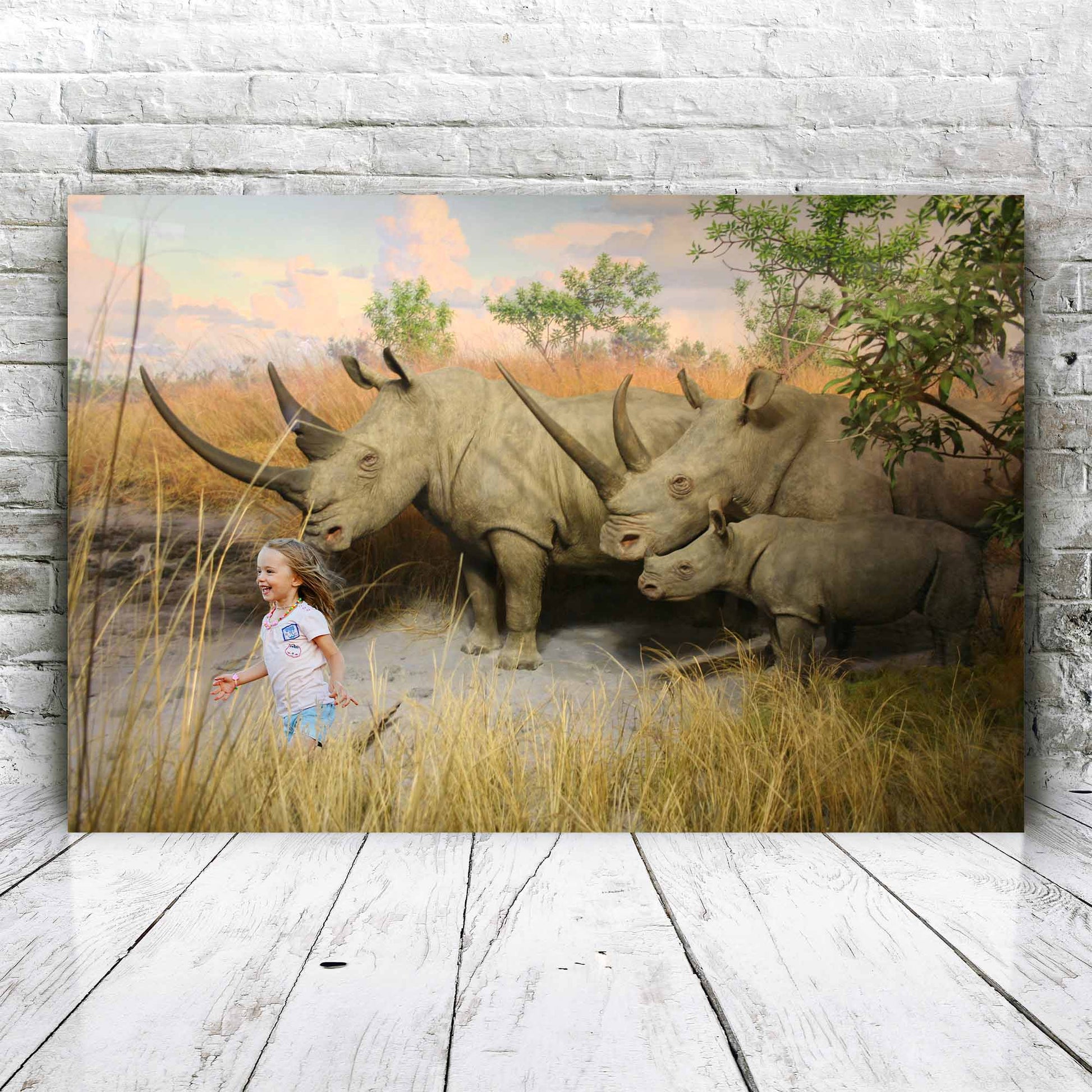 Neushoorn familie - Unieke Foto