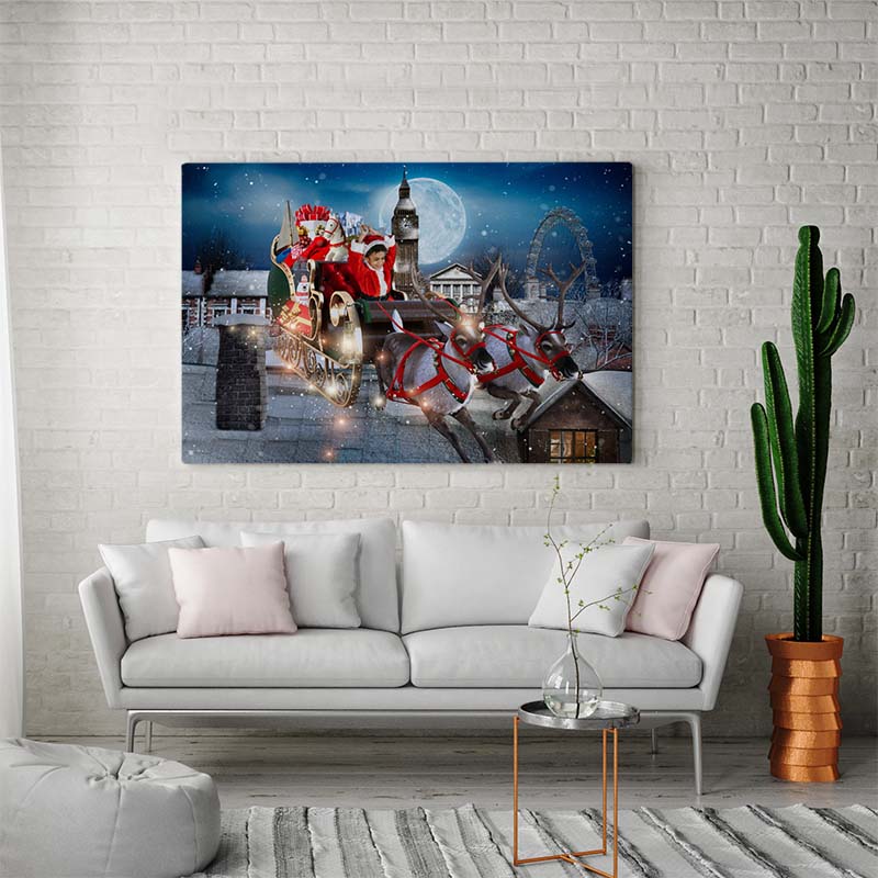 Christmas Portrait Santas Sleigh hanging on Wall