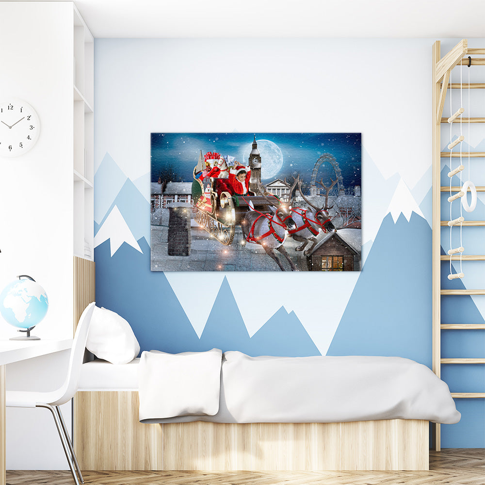 Christmas Portrait Santas Sleigh Hanging on the Wall